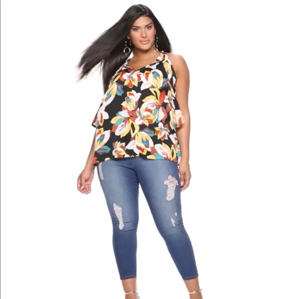 Jennifer Lopez Tie-Neck Satin Tank